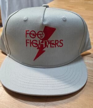 Foo Fighters Snapback Hat Tan Beige Red Lightning Bolt Logo NWT Official Merch